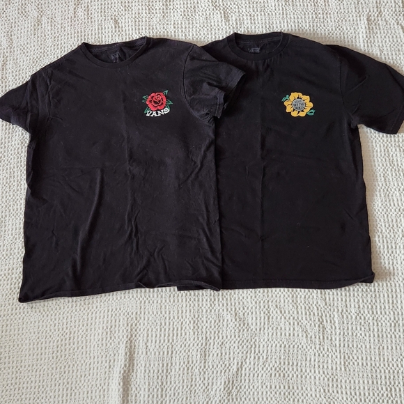 Vans Black Tees with Red and Yellow Floral Designs - Picture 2 of 3